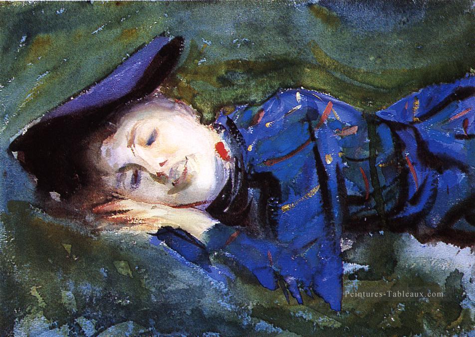 Violet se reposant sur l’herbe John Singer Sargent Peintures à l'huile
